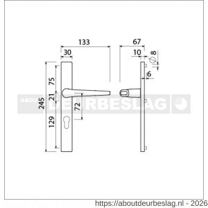 Ami 245/30-357 smalschild-kruk-kruk garnituur deurkruk 357 vastdraaibaar 245/30 profielcilinder PC 72 M5 F1 - R10900138 - afbeelding 2