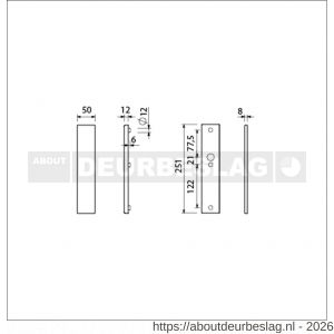 Ami VHB 251/50 veiligheidslangschild SKG*** VHB 251/50 buiten geheel blind en binnen blind F2 deurdikte 38-42 mm - R10901440 - afbeelding 2