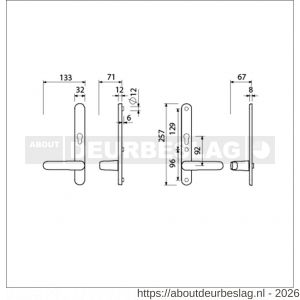 Ami VHB 257/32/2-378 veiligheids Rotaveer kruk-kruk smalschildgarnituur SKG** ovaal VHB deurkruk 378 Rota 257/32/2 profielcilinder PC 92 omkeer F1 deurdikte 63-67 mm - R10901596 - afbeelding 2