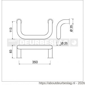 Ami 350 deurgrepen dubbelgebogen 350 mm F1 deurdikte 38-61 mm paar - R10900432 - afbeelding 2