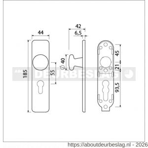 Ami 185/44 Klik knopkortschild aluminium knop 160/40 vast kortschild 185/44 Klik profielcilinder PC 55 F1 - R10900739 - afbeelding 2