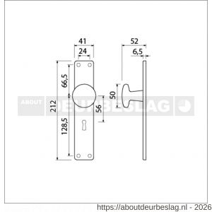 Ami 212/41 RH knoplangschild aluminium knop 160/50 vast langschild 212/41 RH rondhoek sleutelgat SLG 56 F1 - R10900749 - afbeelding 2
