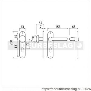 Ami LS 200/1/7-386 kruk-kruk garnituur knop 169/50 vast 200/1/7 profielcilinder PC 72 deurkruk 386 Rota F1 deurdikte 38-42 mm - R10900133 - afbeelding 2