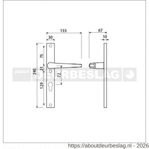 Ami 245/30-357 smalschild-kruk-kruk garnituur deurkruk 357 vastdraaibaar 245/30 profielcilinder PC 72 R6,5 F1 - R10900139 - afbeelding 2