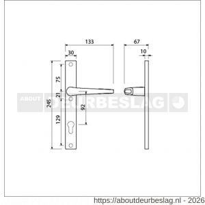 Ami 245/30-357 smalschild-kruk-kruk garnituur deurkruk 357 vastdraaibaar 245/30 profielcilinder PC 92 R6,5 F1 - R10900141 - afbeelding 2