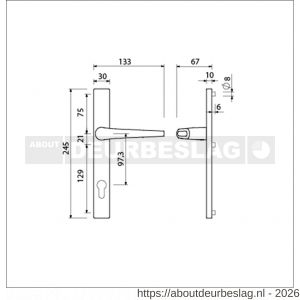 Ami 245/30-357 smalschild-kruk-kruk garnituur deurkruk 357 vastdraaibaar 245/30 profielcilinder PC 97.3 M5 F1 - R10900142 - afbeelding 2