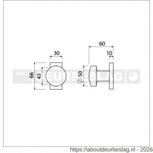 Ami 65/30-169/50 smalrozet knop combinatie knop 169/50 vast 65/30 R6.5 hartafstand 43 mm F1 - R10900418 - afbeelding 2