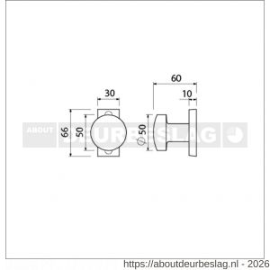 Ami 65/30-169/50 smalrozet knop combinatie knop 169/50 vast 65/30 R6.5 hartafstand 50 mm F1 - R10900414 - afbeelding 2