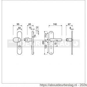 Ami VHB 250/15-145-378 KT veiligheids Rotaveer knop-kruk langschildgarnituur SKG*** kerntrekbeveiliging ovaal VHB knop 145 250/50/15 kerntrek KT 72 binnen profielcilinder PC 72 en deurkruk 378 Rota F1 deurdikte 53-57 mm - R10901244 - afbeelding 2