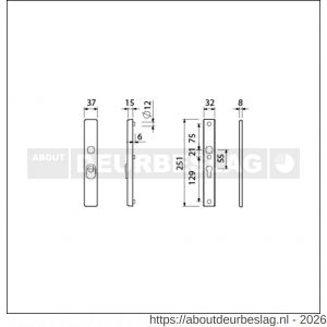 Ami VHB 251/37 KT veiligheidssmalschild SKG*** kerntrekbeveiliging VHB 251/37 buiten kerntrek KT 55 en 251/32 binnen profielcilinder PC 55 F1 deurdikte 53-57 mm - R10901624 - afbeelding 2
