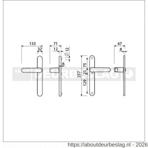 Ami VHB 257/32/2-378 veiligheids Rotaveer kruk-kruk smalschildgarnituur SKG** ovaal VHB deurkruk 378 Rota 257/32/2 blind F1 en deurkruk 378 Rota 257/32/2 blind deurdikte 53-57 mm - R10901589 - afbeelding 2