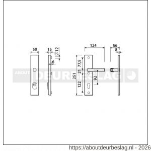 Ami VHB 251/15 KT veiligheidslangschild SKG*** kerntrekbeveiliging VHB 251/50/15 buiten kerntrek KT 92 binnen profielcilinder PC 92 met deurkruk 332 F1 deurdikte 38-42 mm - R10901497 - afbeelding 2