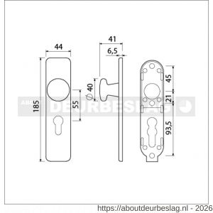 Ami 185/44 Klik knopkortschild aluminium knop 160/40 vast kortschild 185/44 Klik profielcilinder PC 55 zwart RAL 9005 structuur finish - R10900742 - afbeelding 2