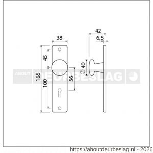 Ami 165/4 RH knopkortschild aluminium rondhoek knop 160/40 vast kortschild 165/4 RH sleutelgat SLG 56 F2 - R10900709 - afbeelding 2
