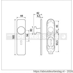 Ami 185/44 Klik knopkortschild aluminium knop 160/40 vast kortschild 185/44 Klik sleutelgat SLG 56 F1 - R10900737 - afbeelding 2