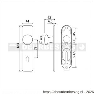 Ami 185/44 Klik knopkortschild aluminium knop 160/40 vast kortschild 185/44 Klik sleutelgat SLG 72 F1 - R10900738 - afbeelding 2