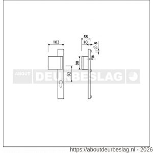 Ami 245/30-90/80 smalschild-duwer deurduwer 90/80-245/30 profielcilinder PC 92 M5 links F1 - R10900092 - afbeelding 2