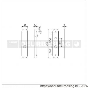 Ami VHB 250/50/1 senioren veiligheidslangschild SKG** Archi Design ovaal omkeer VHB 250/50/1 buiten blind en binnen profielcilinder PC 72 omkeer Irox deurdikte 38-42 mm - R10901384 - afbeelding 2