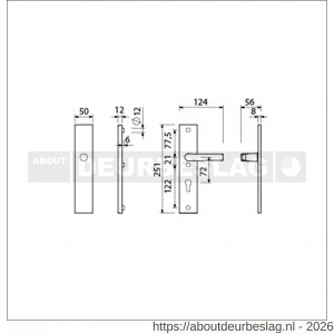 Ami VHB 251/50 veiligheidslangschild SKG*** VHB 251/50 buiten blind en binnen profielcilinder PC 72 met deurkruk 332 F1 deurdikte 38-42 mm - R10901400 - afbeelding 2