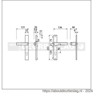 Ami VHB 251/32-353 veiligheids Rotaveer kruk-kruk smalschildgarnituur SKG** VHB 251/32 profielcilinder PC 92 deurkruk 353 vastdraaibaar F1 en deurkruk 379 Rota 251/32 profielcilinder PC 92 deurdikte 53-57 mm - R10900896 - afbeelding 2
