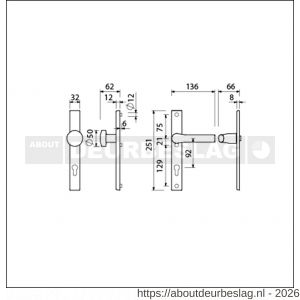 Ami VHB 251/32-169/50-379 veiligheids Rotaveer knop-kruk smalschildgarnituur SKG** VHB 251/32 profielcilinder PC 92 knop 169/50 F1 en deurkruk 379 Rota 251/32 profielcilinder PC 92 deurdikte 53-57 mm - R10900874 - afbeelding 2