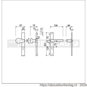 Ami VHB 251/32-173-379 veiligheids Rotaveer knop-kruk smalschildgarnituur SKG** VHB knop 173 Rota 251/32 profielcilinder PC 72 F1 en deurkruk 379 Rota 251/32 profielcilinder PC 72 deurdikte 53-57 mm - R10901760 - afbeelding 2