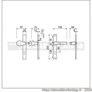Ami VHB 251/32-173-379 veiligheids Rotaveer knop-kruk smalschildgarnituur SKG** VHB knop 173 Rota 251/32 profielcilinder PC 92 F1 en deurkruk 379 Rota 251/32 profielcilinder PC 92 deurdikte 53-57 mm - R10901761 - afbeelding 2