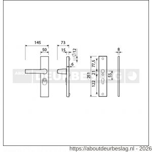 Ami VHB 251/15-379 KT veiligheids Rotaveer kruk-kruk langschildgarnituur SKG*** kerntrekbeveiliging VHB 251/50/15 kerntrek KT 55 Rota kruk 379 profielcilinder PC 55 F1 deurdikte 38-42 mm - R10901232 - afbeelding 2