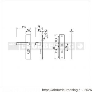 Ami VHB 251/15-379 KT veiligheids Rotaveer kruk-kruk langschildgarnituur SKG*** kerntrekbeveiliging VHB 251/50/15 kerntrek KT 72 Rota kruk 379 profielcilinder PC 72 F1 deurdikte 38-42 mm - R10901234 - afbeelding 2
