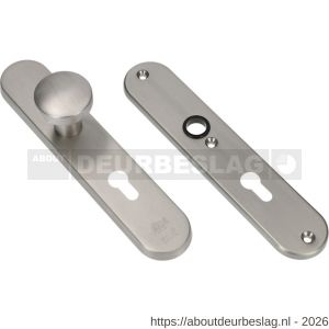 Ami VHB 250/50/1-169/50 veiligheidsvoordeur-knoplangschildgarnituur SKG*** Archi Design ovaal VHB 250/50/1 knop 169/50 profielcilinder PC 55 zonder deurkruk Irox deurdikte 38-42 mm - R10901053 - afbeelding 1
