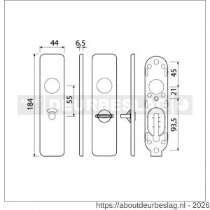 Ami 185/44 Klik kortschild aluminium toilet- en badkamersluiting WC 8/55 F1 - R10900599 - afbeelding 2