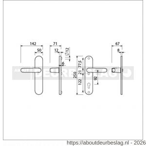 Ami VHB 250/50/1-378 veiligheids Rotaveer kruk-kruk langschildgarnituur SKG*** ovaal VHB deurkruk 378 Rota 250/50/1 blind en deurkruk 378 Rota profielcilinder PC 92 deurdikte 53-57 mm F1 - R10901219 - afbeelding 2