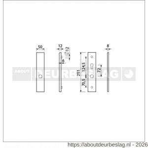 Ami VHB 251/50 senioren veiligheidslangschild SKG** omkeer VHB 251/50 buiten blind omkeer en binnen profielcilinder PC 72 omkeer F2 2 GTS deurdikte 53-57 mm - R10901388 - afbeelding 2