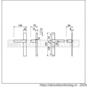 Ami VHB 251/32-379 veiligheids Rotaveer kruk-kruk smalschildgarnituur SKG** VHB deurkruk 379 Rota 251/32 blind F1 en deurkruk 379 Rota 251/32 profielcilinder PC 55 deurdikte 53-57 mm - R10900886 - afbeelding 2