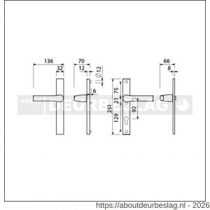 Ami VHB 251/32-379 veiligheids Rotaveer kruk-kruk smalschildgarnituur SKG** VHB deurkruk 379 Rota 251/32 blind F1 en deurkruk 379 Rota 251/32 profielcilinder PC 92 deurdikte 53-57 mm - R10900888 - afbeelding 2