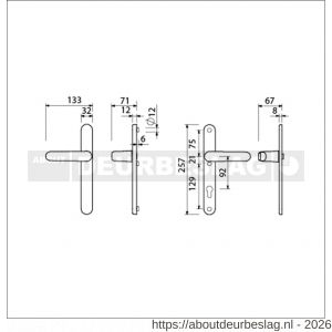 Ami VHB 257/32/2-378 veiligheids Rotaveer kruk-kruk smalschildgarnituur SKG** ovaal VHB 257/32/2 geheel blind F1 deurkruk 378 Rota 257/32/2 profielcilinder PC 92 deurdikte 53-57 mm - R10901601 - afbeelding 2