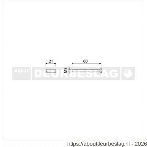 Ami deurbeslag patentbout compleet met huls RVS M5x60 mm schroef en huls RVS set 10 stuks - R10900208 - afbeelding 2