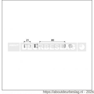 Ami deurbeslag patentbout compleet met huls RVS M6x80 mm schroef en huls RVS set 10 stuks - R10900215 - afbeelding 2