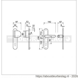 Ami VHB 250/50/1-90/83-378 veiligheids Rotaveer duwer-kruk langschildgarnituur SKG*** ovaal VHB 250/50/1 profielcilinder PC 92 deurduwer 90/83 rechts en deurkruk 378 Rota deurdikte 53/57 mm F1 - R10900963 - afbeelding 2
