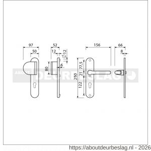Ami VHB 250/50/1-90/83-386 veiligheids Rotaveer duwer-kruk langschildgarnituur SKG*** ovaal VHB 250/50/1 profielcilinder PC 72 deurduwer 90/83 links en deurkruk 386 Rota deurdikte 38-42 mm F1 - R10901128 - afbeelding 2