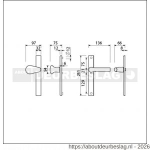 Ami VHB 251/32-173-379 veiligheids Rotaveer knop-kruk smalschildgarnituur SKG** VHB knop 173 Rota 251/32 blind F1 en deurkruk 379 Rota 251/32 blind deurdikte 53-57 mm - R10901758 - afbeelding 2