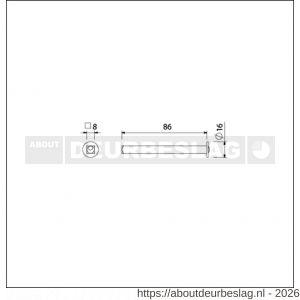 Ami wisselquickstift met aanslag 8x86 mm extra lang deurdikte 53-57 mm - R10900261 - afbeelding 2