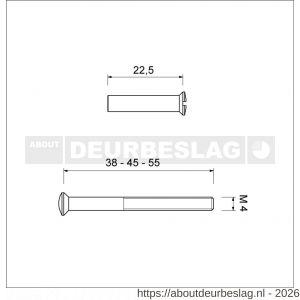 Ami deurbeslag patentbout compleet met huls zwart RAL 9005 structuur M4x38 mm set 2 stuks - R10901772 - afbeelding 2