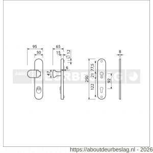 Ami VHB 250/15-145 KT veiligheids knop-kruk langschildgarnituur SKG*** kerntrekbeveiliging ovaal VHB 250/50/15 kerntrek KT 92 knop 145 zonder deurkruk profielcilinder PC 92 F1 deurdikte 38-42 mm - R10901256 - afbeelding 2