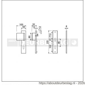 Ami VHB 251/50-90/80 veiligheidsvoordeur-duwerlangschildgarnituur SKG*** VHB 251/50 profielcilinder PC 85 deurduwer 90/80 links F1 zonder deurkruk deurdikte 38-42 mm - R10900990 - afbeelding 2
