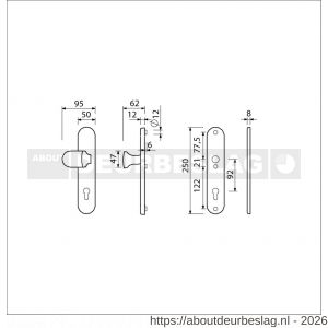 Ami VHB 250/50/1-145 veiligheidsvoordeur-knoplangschildgarnituur SKG*** ovaal VHB 250/50/1 profielcilinder PC 92 Varo knop 145 zonder deurkruk F1 deurdikte 53-57 mm - R10901048 - afbeelding 2