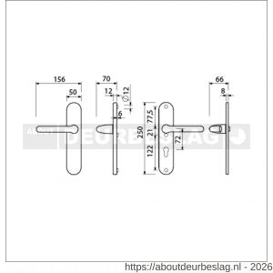 Ami VHB 250/50/1-386 veiligheids Rotaveer kruk-kruk langschildgarnituur SKG*** ovaal VHB 386 Rota 250/50/1 blind profielcilinder PC 72 F1 deurdikte 53-57 mm - R10901229 - afbeelding 2