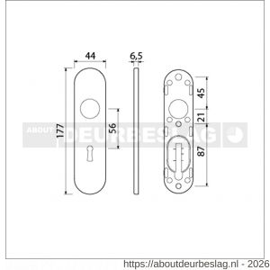 Ami 177/1 Klik kortschild aluminium sleutelgat SLG 56 F1 - R10900526 - afbeelding 2