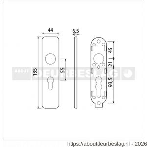Ami 185/44 Klik kortschild aluminium profielcilinder PC 55 zwart RAL 9005 structuur finish - R10900605 - afbeelding 2