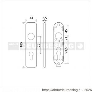Ami 185/44 Klik kortschild aluminium profielcilinder PC 72 zwart RAL 9005 structuur finish - R10900606 - afbeelding 2